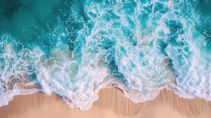 Picture of a stunning turquoise sea with gentle waves on a sandy beach landscape
