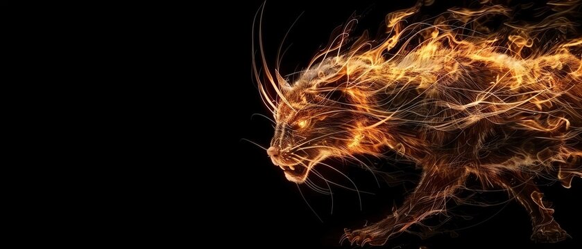 A manticore with a spiked, fiery tail