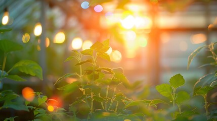 A computerized system regulating lighting and shading in a greenhouse to mimic natural day and night cycles.