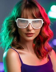 Fototapeta premium portrait of a woman in 1980s style