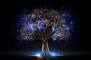 Artificial Intelligence Brain Tree, Interconnectedness, Complexity, Synaptic Activity