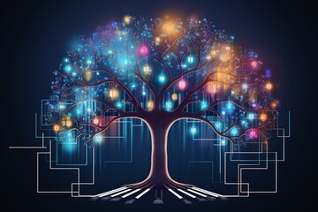 Artificial Intelligence Brain Tree, Interconnectedness, Complexity, Synaptic Activity, Perception and Thought