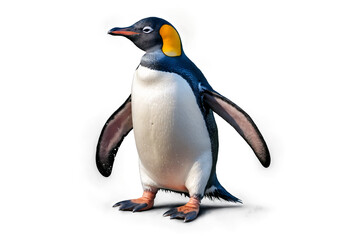 Naklejka premium High-quality illustration of a realistic penguin standing on a transparent, white background, png perfect for educational use