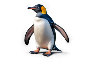 High-quality illustration of a realistic penguin standing on a transparent, white background, png perfect for educational use