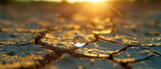 A single raindrop caressing a parched earth