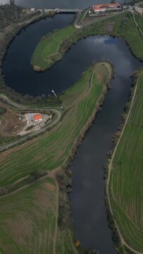 Aerial video of Beautiful aerial landscape shot of Douro Valley