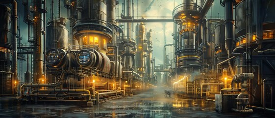 Chemical processing plant with automated systems and holographic safety protocols