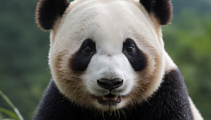 closeup of a giant panda bear