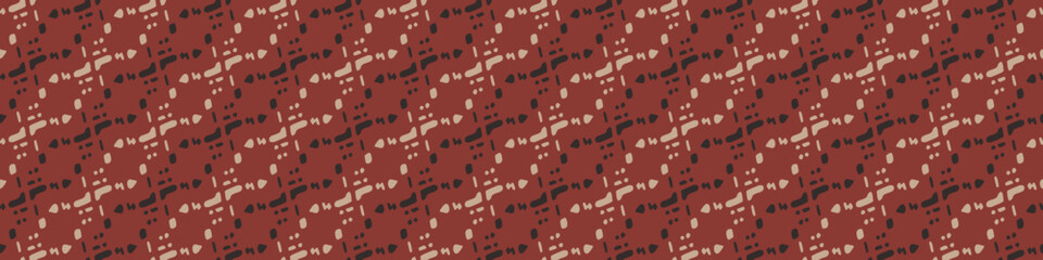 Tribal ethnic camouflage abstract border design in fall color trend. Seamless banner rustic surface texture with neutral tone handwork mark making shapes. 