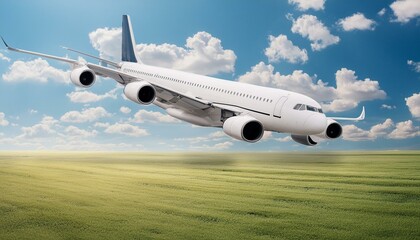 Transportation background with plane and sky, copy space text area