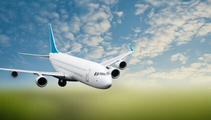 Obraz premium Transportation background with plane and sky, copy space text area