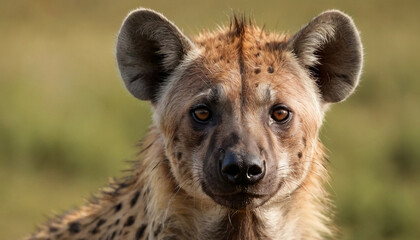 Obraz premium closeup of a spotted hyena in the savannah