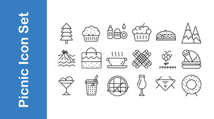 Picnic icon set with vector collections