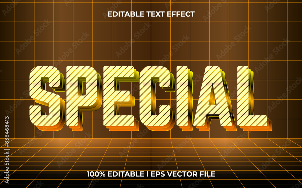 Poster special 3d editable vector text effect. modern concept text effect, with combination glow techno col