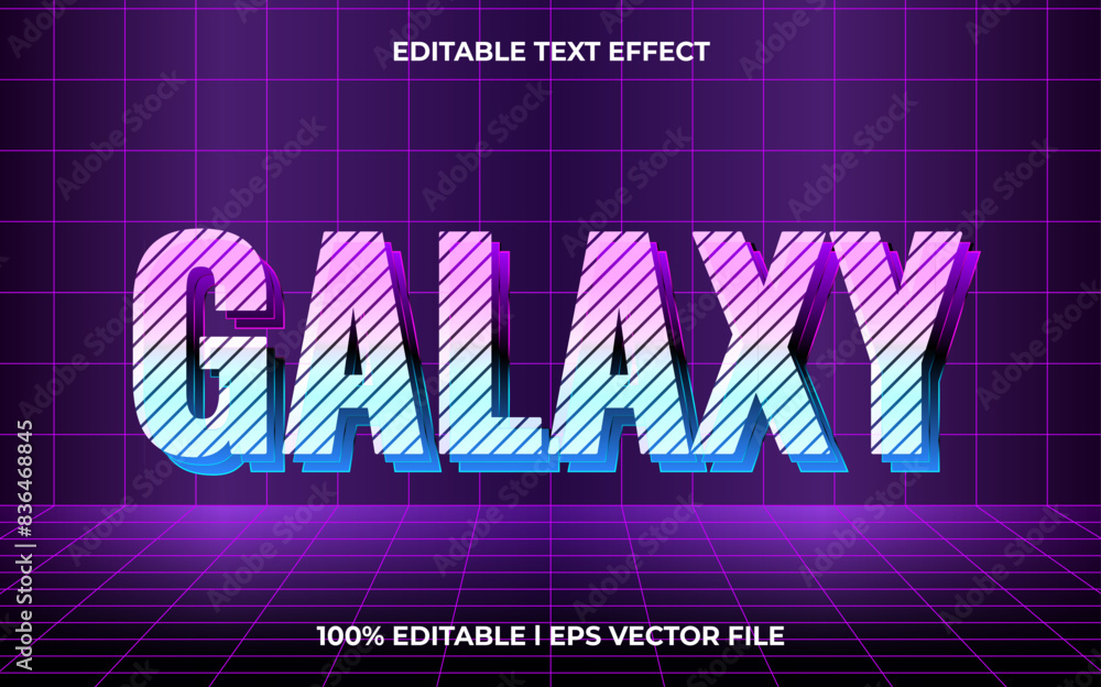 Aufkleber galaxy 3d editable vector text effect. modern concept text effect, with combination glow techno colo