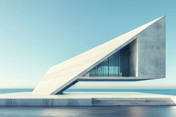 Fototapeta premium Concrete outdoor square building,Empty architectural background. 