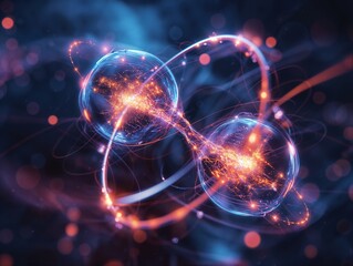 Obraz premium particle, collider, physics, gluon, atom, proton, nuclear, electron, fusion, entanglement