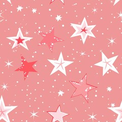 Obraz premium A seamless pattern tile of pink with stars in a cute illustration style. 