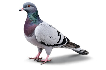Fototapeta premium This image features a pigeon in a detailed and realistic style, isolated with a transparent, white background, in png format