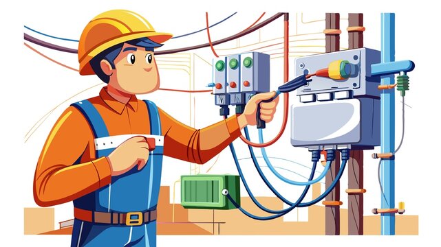 Behind the scenes of a safe and functioning home: a professional electrician repairs an electrical switchboard.