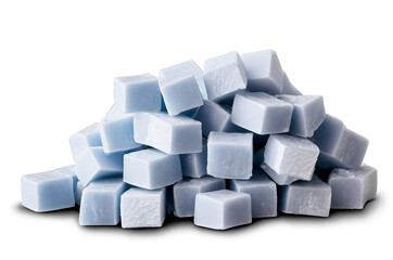 A cluster of blue detergent or wax cubes, with a clean look, perfect for advertising Transparent, white background, png