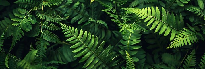 botanical background with green fern leaves on a tree