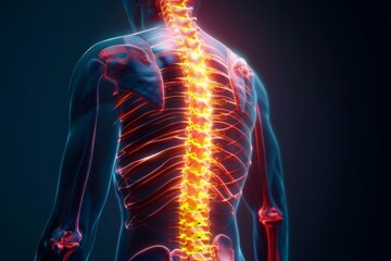 3D rendered Medical Illustration of Male Anatomy - Inflamed Spine