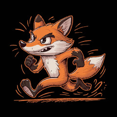 Vibrant Cartoon Fox Running with Determination | Energetic Style Vector
