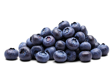 A heap of fresh, juicy blueberries against a transparent, white background, perfect for a png on health-focused content