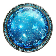 Obraz premium A circular, ornate frame encloses a blue, icy surface with embedded stars.