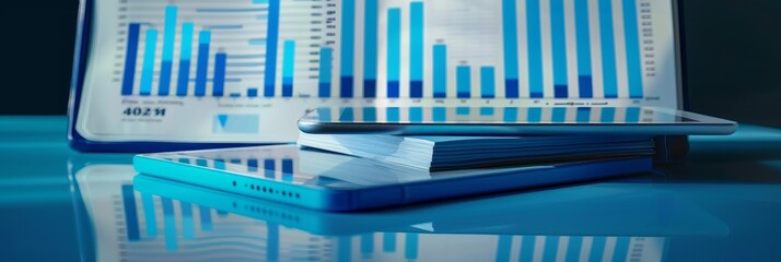 Fototapeta premium This image captures the essence of modern financial awareness, with a focus on technology and learning.