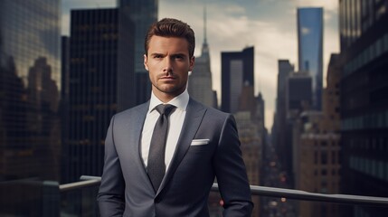 Fototapeta premium a confident businessman in a sharp suit, 
