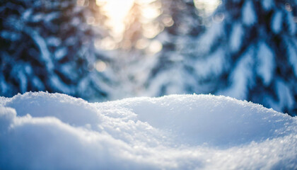 winter landscape featuring a blanket of pure, fluffy snow with a soft bluish tint, creating a tranquil and pristine atmosphere that epitomizes the calm and beauty of the winter season