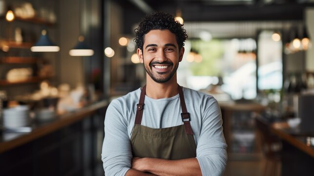 a friendly barista with a warm smile 