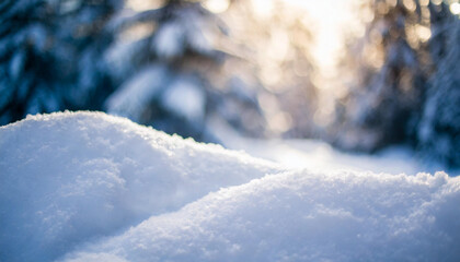 winter landscape featuring a blanket of pure, fluffy snow with a soft bluish tint, creating a tranquil and pristine atmosphere that epitomizes the calm and beauty of the winter season