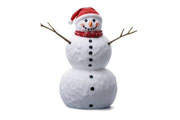 Adorable snowman with festive attire ready for winter imagery, transparent png, white background