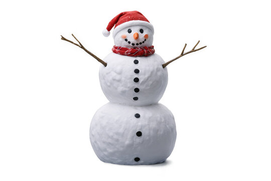 Adorable snowman with festive attire ready for winter imagery, transparent png, white background