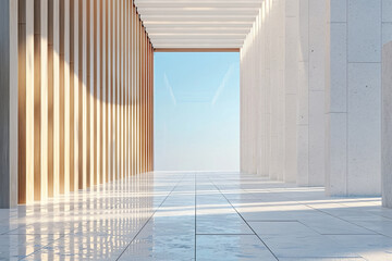 White Building on a blue sky backdrop.Modern concrete architecture.
