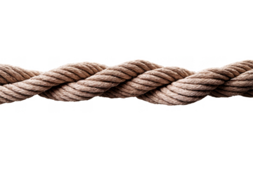 A detailed image of a strong knot in a rope on a transparent, white background, png, suitable for various concepts