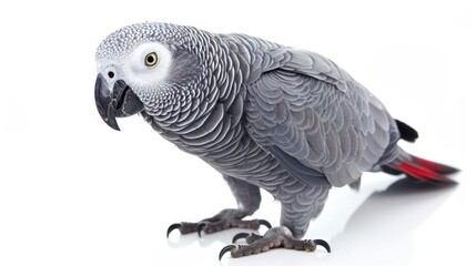 Obraz premium African Grey Parrot on white background
