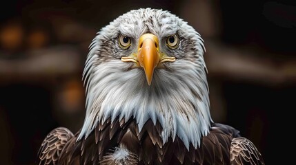 Naklejka premium Portrait of a bald eagle, the stars and stripes of the American flag forming a vibrant background