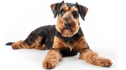 Airedale Terrier on white background 