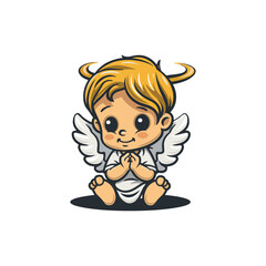 cute little angel mascot vector design