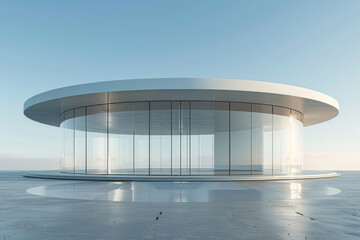 Empty hall of modern architectures，glass show room background.
