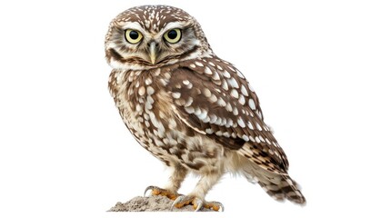 Fototapeta premium Burrowing Owl clearly photo on white background , 