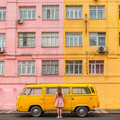 Obraz premium bus in front of a building