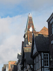 Obraz premium Old stone and tudor style half timbered buildings in Chester city centre