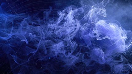 Obraz premium Rich indigo smoke above minimalist celestial coordinate lines, artistic style.