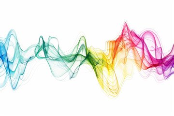 A colorful wave of light is displayed on a white background