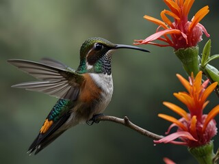 Hummingbirds in the wild in Ecuador.